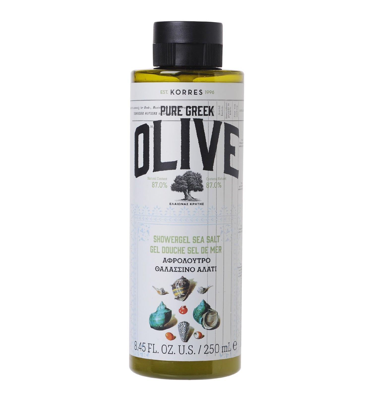 Pure Greek Olive Shower Gel Sea Salt 250ml