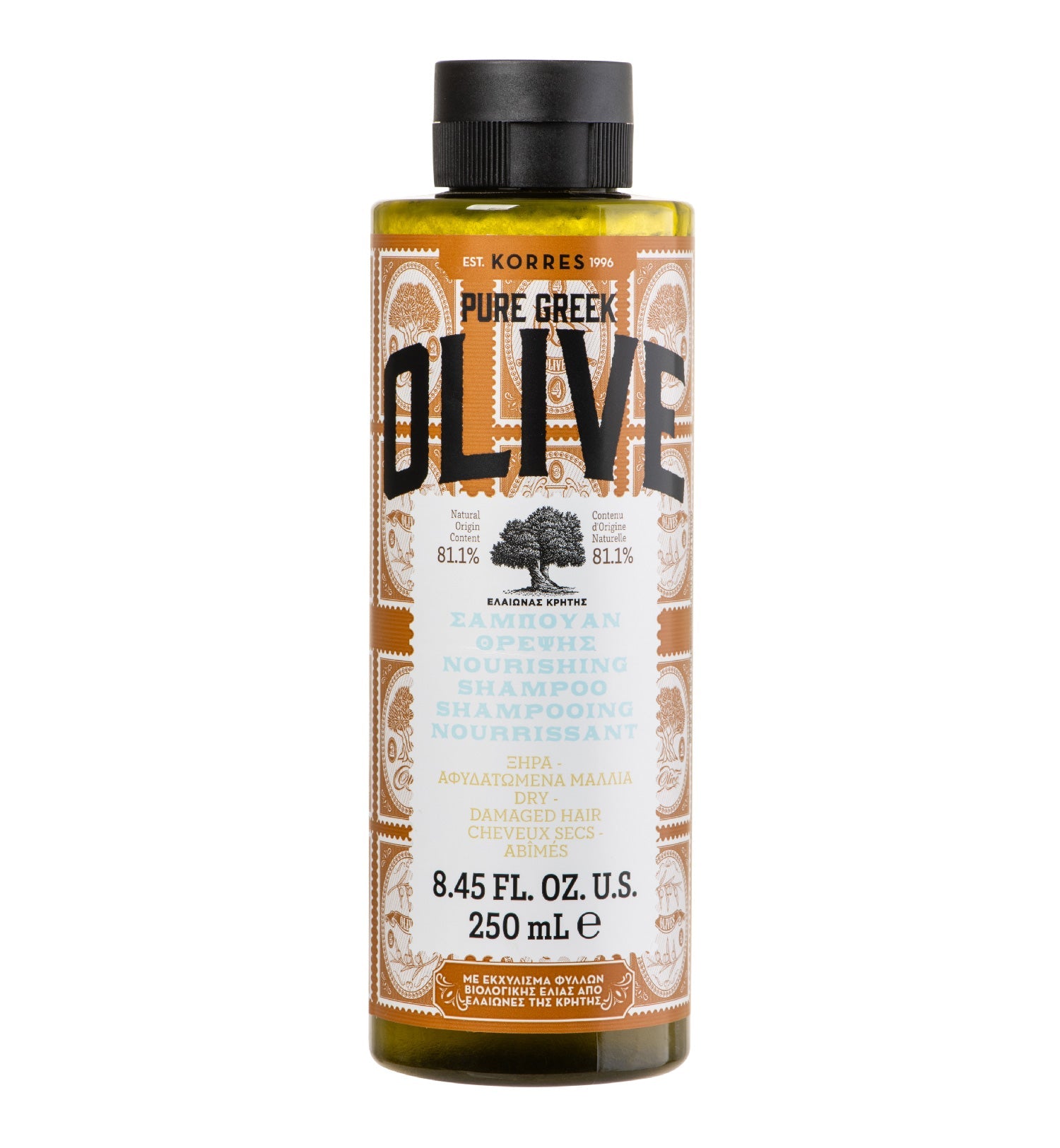 Pure Greek Olive Nourishing Shampoo for Dry/Damaged Hair 250ml