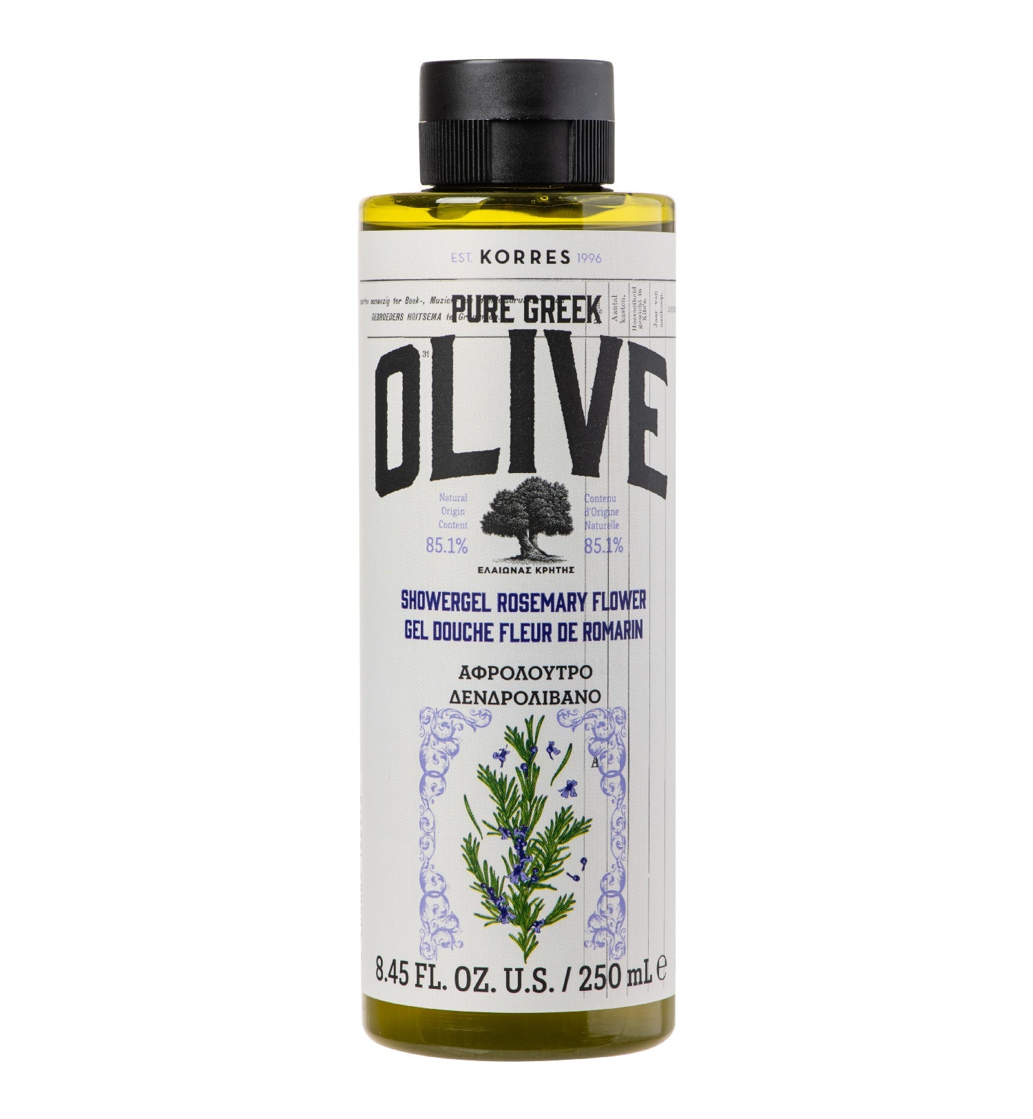 Pure Greek Olive Shower Gel Rosemary Flower 250ml