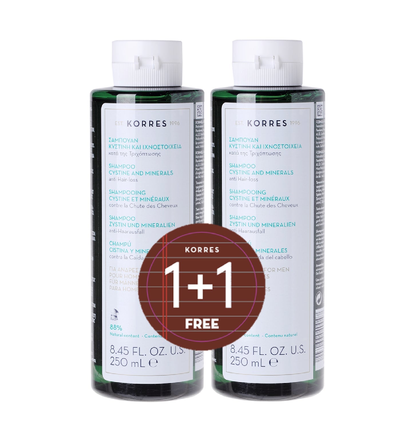 Cystine + Minerals Shampoo for Anti Hair-loss for Men 1+1 Set