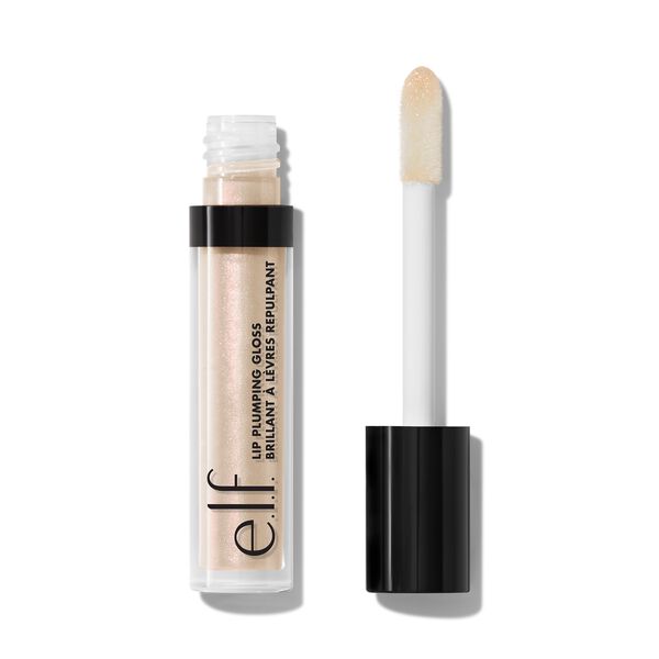 e. l.f. Cosmetics Lip Plumping Gloss in Clear With Pink and Gold Shimmer - Vegan and Cruelty-Free Makeup