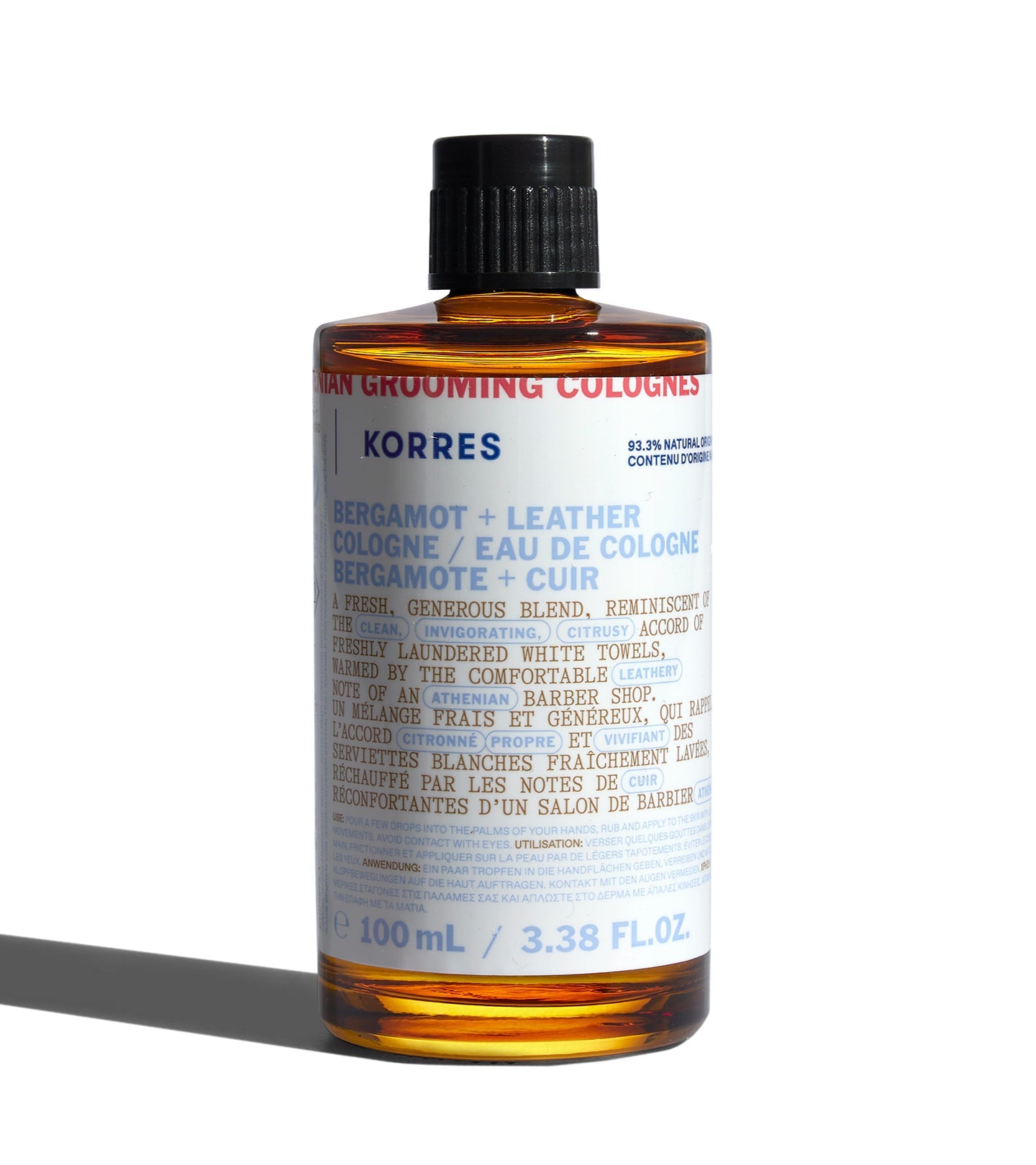 Athenian Grooming Bergamot + Leather Eau de Cologne 100ml
